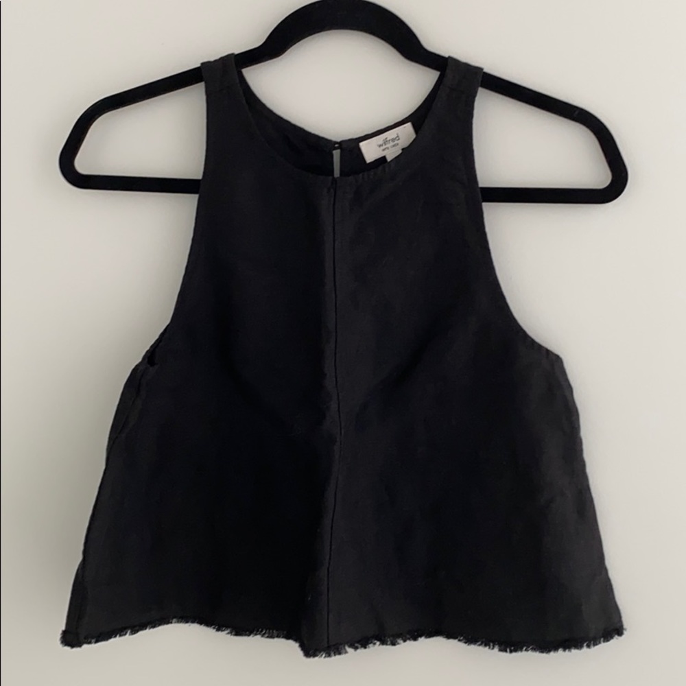 Aritzia/Wilfred Black Linen Crop Top, XXS